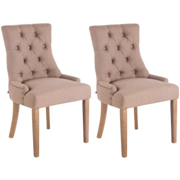 Set med 2 matstolar i Aberdeen-tyg - CLP - Ljus Taupe-antik - Bekväm och elegant