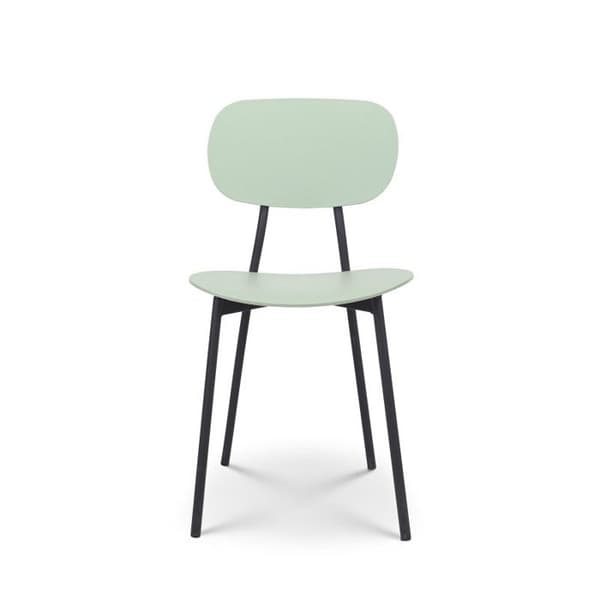 Contemporary Green Chair - KOSMI - LEA Model - Black Metal Ben - Resin and Metal