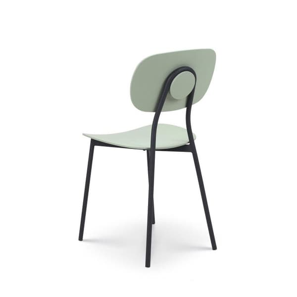Contemporary Green Chair - KOSMI - LEA Model - Black Metal Ben - Resin and Metal