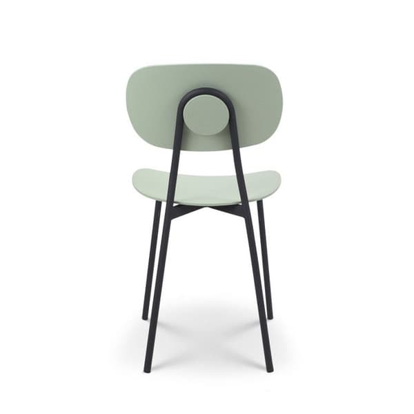 Contemporary Green Chair - KOSMI - LEA Model - Black Metal Ben - Resin and Metal