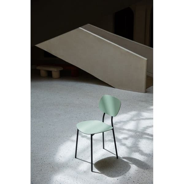 Contemporary Green Chair - KOSMI - LEA Model - Black Metal Ben - Resin and Metal