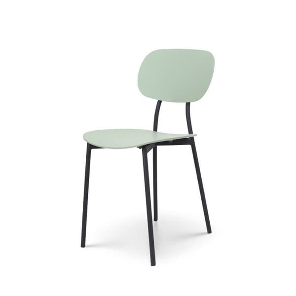 Contemporary Green Chair - KOSMI - LEA Model - Black Metal Ben - Resin and Metal