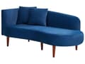 Miniatyrbillede 4 af 11: Chaiselong mørkeblå fløjl polyester polstring venstre hånd mørkt træ ben Ekstra pudepuder Moderne design Stue møbler