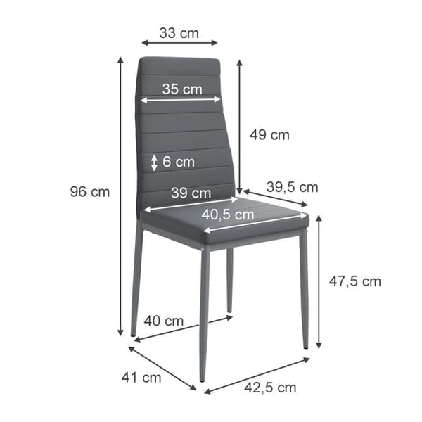 Vicco Stor matstol, Grå, 42,5 x 48 cm Set om 4