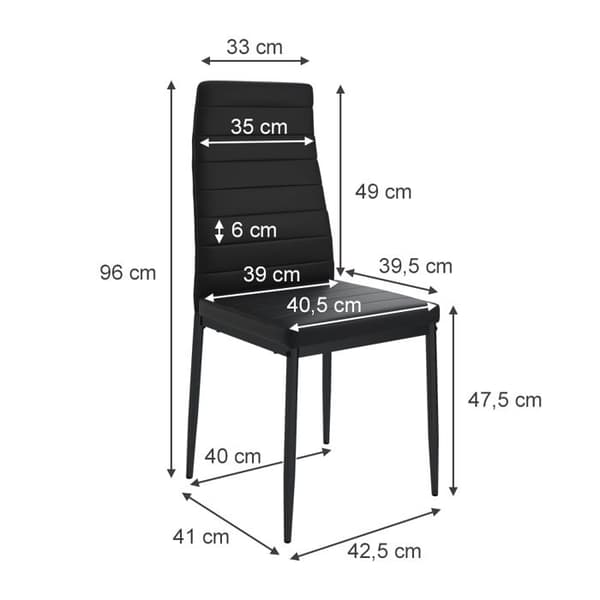Vicco Stor matstol, Svart, 42,5 x 48 cm set med 6 hyllor