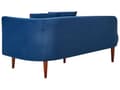 Miniatyrbild 5 av 11: Schäslong Marinblå Sammet Polyester Klädsel Höger Mörka Träben Kuddar Modern Design Vardagsrumsmöbler
