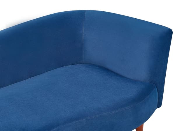 Schäslong Marinblå Sammet Polyester Klädsel Höger Mörka Träben Kuddar Modern Design Vardagsrumsmöbler