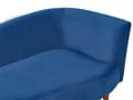 Miniatyrbild 9 av 11: Schäslong Marinblå Sammet Polyester Klädsel Höger Mörka Träben Kuddar Modern Design Vardagsrumsmöbler
