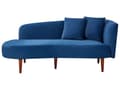 Miniatyrbild 1 av 11: Schäslong Marinblå Sammet Polyester Klädsel Höger Mörka Träben Kuddar Modern Design Vardagsrumsmöbler