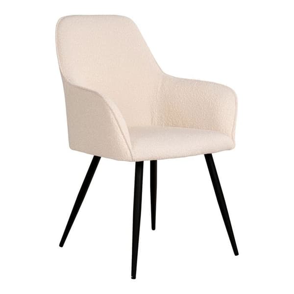 2 matstolar med vita öglor i polyester med svarta ben