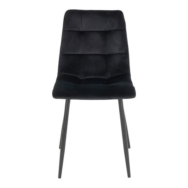 2 matsalsstolar i svart polyester sammet med svarta ben