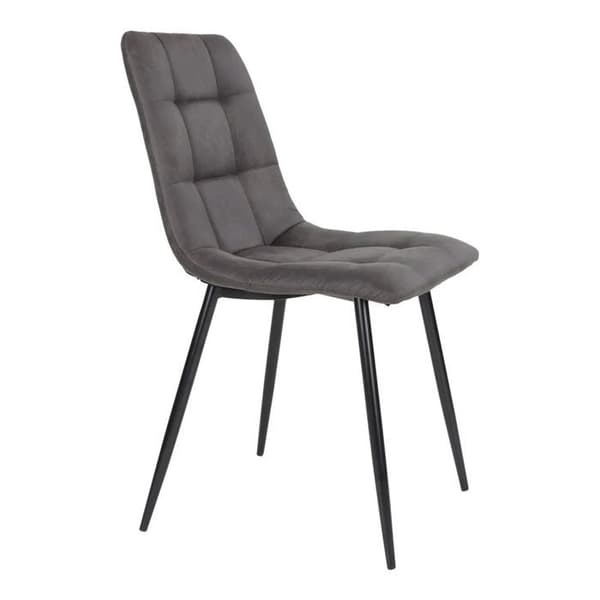 2 grå matstolar i mikrofiber med svarta ben