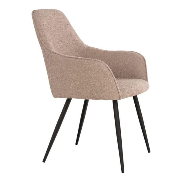 2 matsalsstolar i beige öglad polyester med svarta ben
