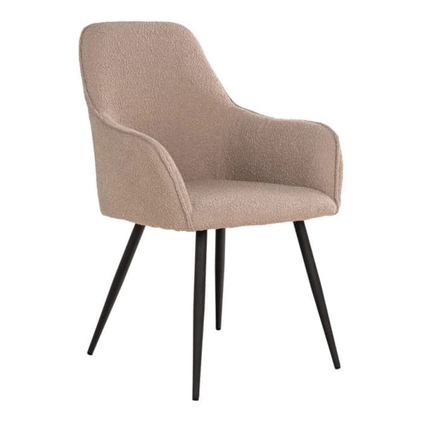2 matsalsstolar i beige öglad polyester med svarta ben