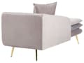 Miniatyrbillede 5 af 10: Chaiselong Beige Grå Velour Daybed med Ryglæn Guld Metalben Gæsteseng Quiltet Multifunktionel Chaise Venstrevendt Sofa Moderne til Stuen