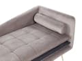 Miniatyrbillede 6 af 10: Chaiselong Beige Grå Velour Daybed med Ryglæn Guld Metalben Gæsteseng Quiltet Multifunktionel Chaise Venstrevendt Sofa Moderne til Stuen