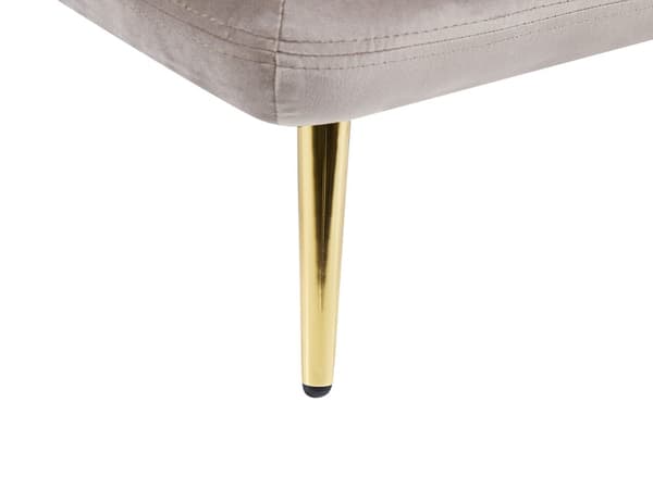 Chaiselong Beige Grå Velour Daybed med Ryglæn Guld Metalben Gæsteseng Quiltet Multifunktionel Chaise Venstrevendt Sofa Moderne til Stuen