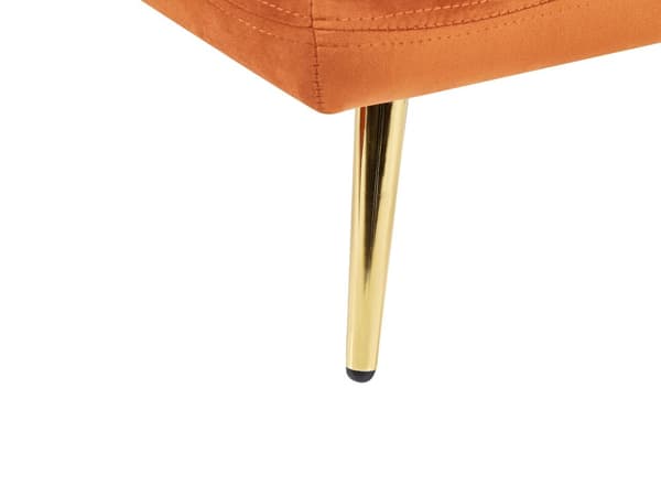 Chaiselong Orange Velour Daybed med Ryglæn Guld Metalben Gæsteseng Quiltet Multifunktionel Chaise Venstrevendt Sofa Moderne til Stuen
