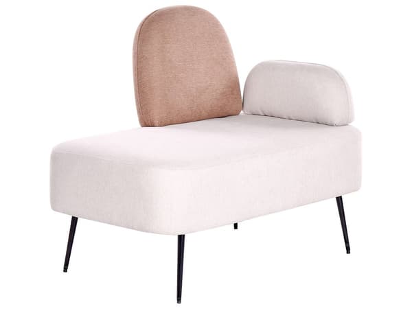 Chaiselong Hvid og Brun Velour Højrevendt Enkelt Chaiselong Minimalistisk Design