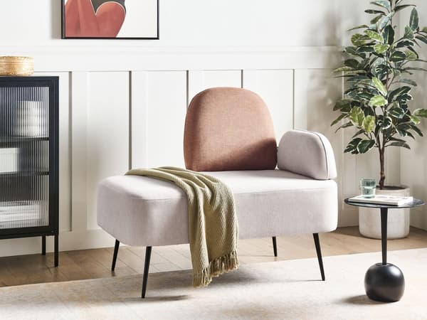 Chaiselong Hvid og Brun Velour Højrevendt Enkelt Chaiselong Minimalistisk Design