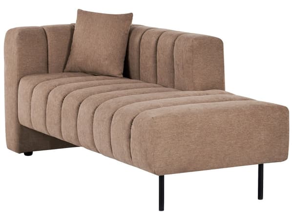 Chaiselong Brun Polyester Daybed med Ryglæn Gæsteseng Multifunktionel Chaise Højrevendt Sofa Moderne til Stuen