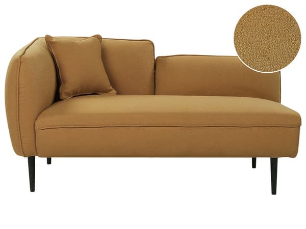Chaiselong Gul Boucle Daybed med Ryglæn Gæsteseng Multifunktionel Chaise Venstrevendt Sofa Moderne til Stuen