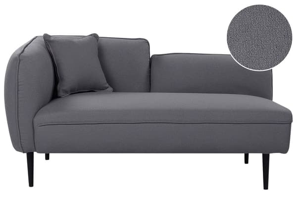 Chaiselong Grå Boucle Daybed med Ryglæn Gæsteseng Multifunktionel Chaise Venstrevendt Sofa Moderne til Stuen
