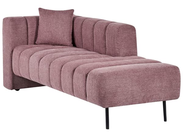 Chaiselong Lyserød Polyester Daybed med Ryglæn Gæsteseng Multifunktionel Chaise Venstrevendt Sofa Moderne til Stuen