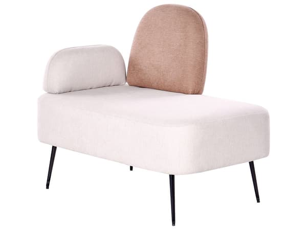 Chaiselong Hvid og Brun Velour Venstrevendt Enkelt Chaiselong Minimalistisk Design