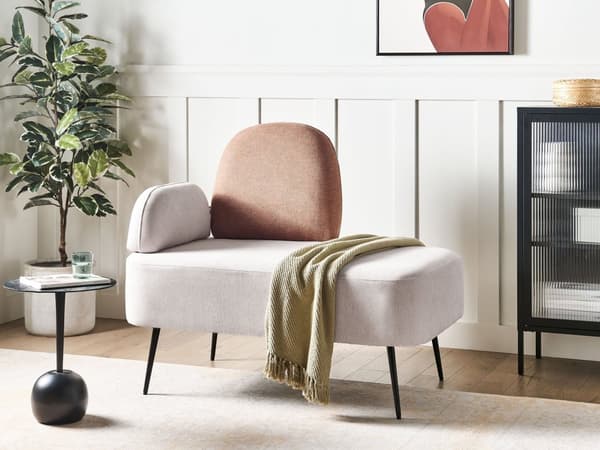 Chaiselong Hvid og Brun Velour Venstrevendt Enkelt Chaiselong Minimalistisk Design