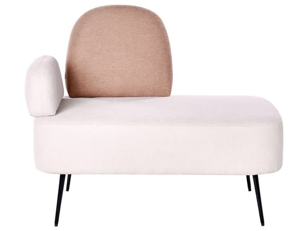 Chaiselong Hvid og Brun Velour Venstrevendt Enkelt Chaiselong Minimalistisk Design