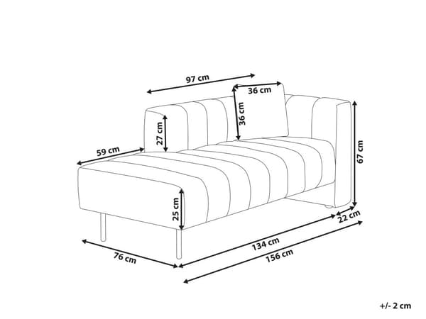 Schäslong Höger Ljusbrun Tygklädsel Svarta Ben Sittdyna Bolsterdyna Modern Glam Design