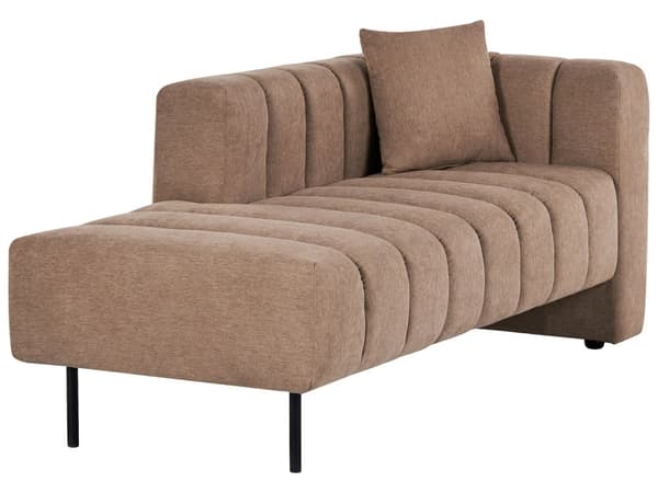 Schäslong Höger Ljusbrun Tygklädsel Svarta Ben Sittdyna Bolsterdyna Modern Glam Design