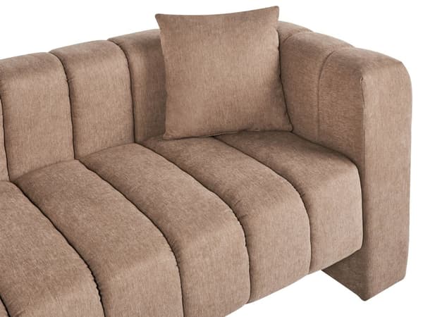 Schäslong Höger Ljusbrun Tygklädsel Svarta Ben Sittdyna Bolsterdyna Modern Glam Design