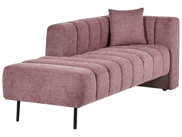 Schäslong Höger Rosa Tygklädsel Svarta Ben Sittdyna Bolsterdyna Modern Glam Design