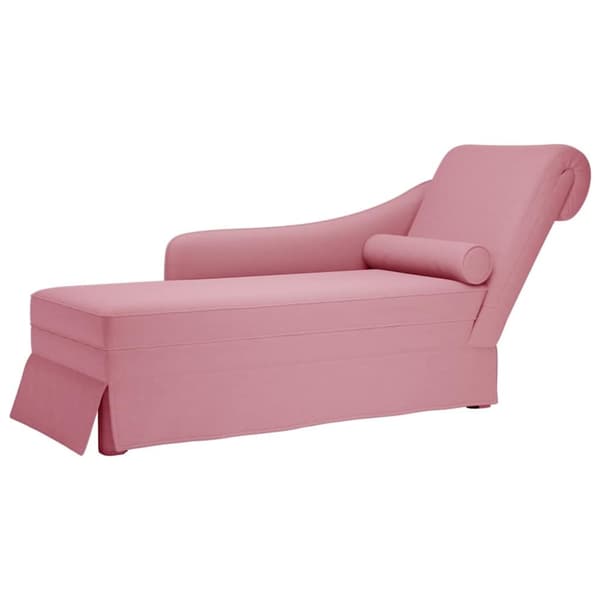 Schäslong med bolster och höger armstöd rosa sammet