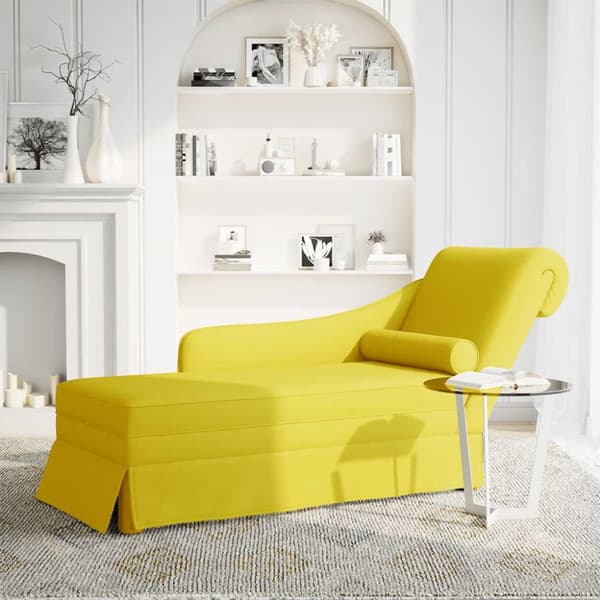 Schäslong med bolster och höger armstöd gul sammet