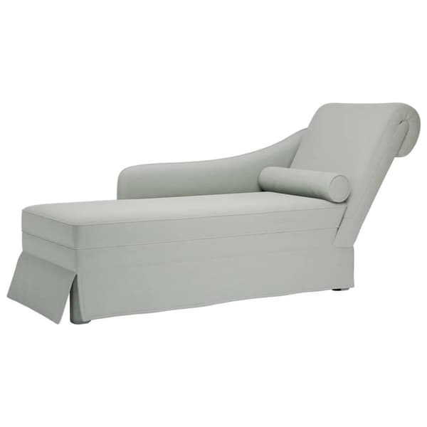 Schäslong med bolster och höger armstöd ljusgrå sammet