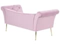Miniatyrbillede 5 af 9: Chaiselong Lys Violet Velour Guld Metalben Quiltet Tuftet Polstring Vendbar Daybed Sofa Stue Inspiration Retro Moderne Tilbehør Glamour