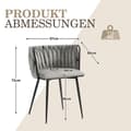 Miniatyrbild 2 av 6: Sammetsmatsalsstolar med guldmetallben, handvävd design och mjuka kuddar, grå (set med 2)