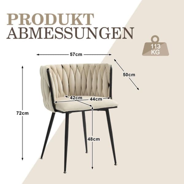 Sammetsmatsalsstolar med guldmetallben, handvävd design och mjuka kuddar (set med 2)