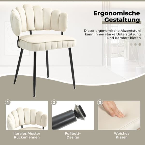 Matsalsbord och stolar (2st), sammet, rund rygg, köksstolar, matsal vardagsrum, beige