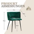 Miniatyrbild 2 av 6: Sammetsmatsalsstolar med guldmetallben, handvävd design och mjuka kuddar, grön (set med 2)