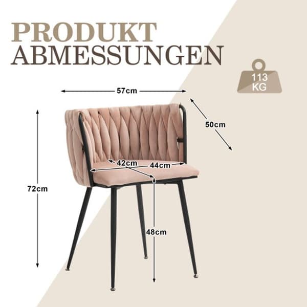 Sammetsmatsalsstolar med guldmetallben, handvävd design och mjuka kuddar, rosa (set med 2)
