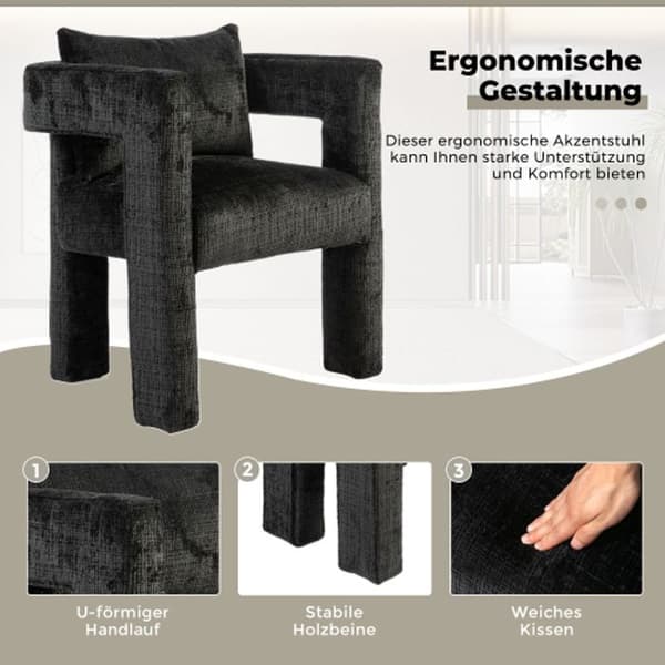 Chenille Single Lounge Chair, Matstol med ihåliga armstöd, Vardagsrum, Matsal, Sovrum, Vior