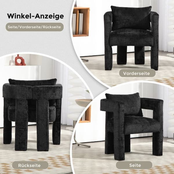 Chenille Single Lounge Chair, Matstol med ihåliga armstöd, Vardagsrum, Matsal, Sovrum, Vior