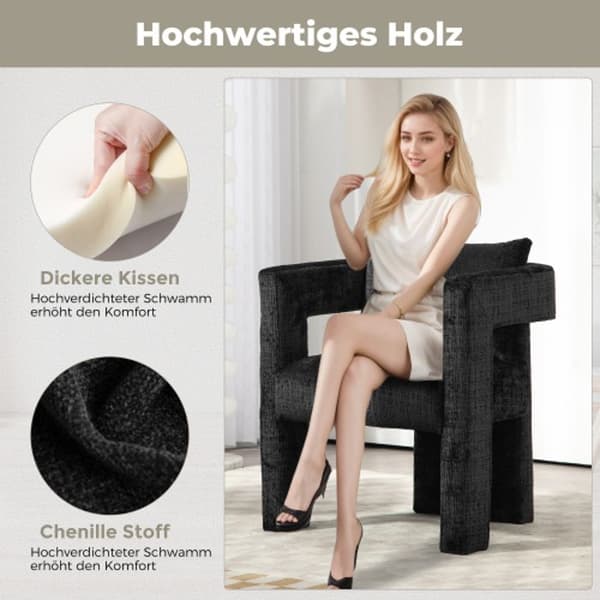 Chenille Single Lounge Chair, Matstol med ihåliga armstöd, Vardagsrum, Matsal, Sovrum, Vior