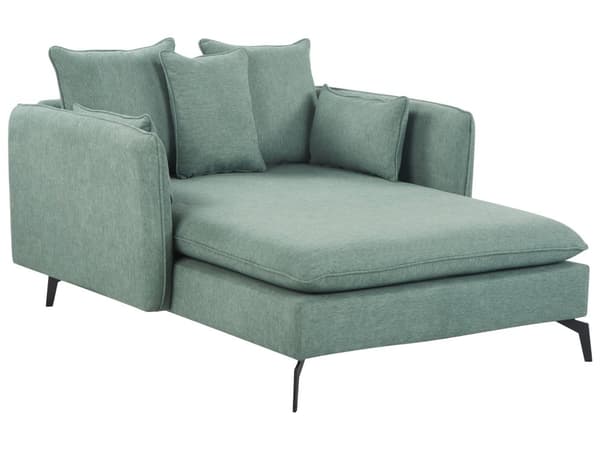 Schäslong Grön Tyg Klädsel Armstöd Kudde Ryggstöd Modern Design Symmetriskt Vardagsrum