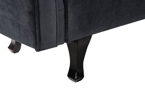 Schäslong Svart Sammet Knapptuftad Klädsel Vänster med Kudde Retro Traditionell Stil Lättskätt Husdjursvänlig