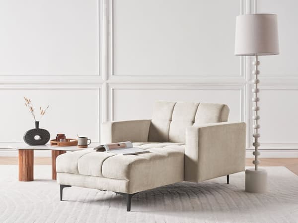 Chaise Lounge Beige Polyester Stoff Polstring Liggende Ryggstøtte 3 Stillinger til Stue